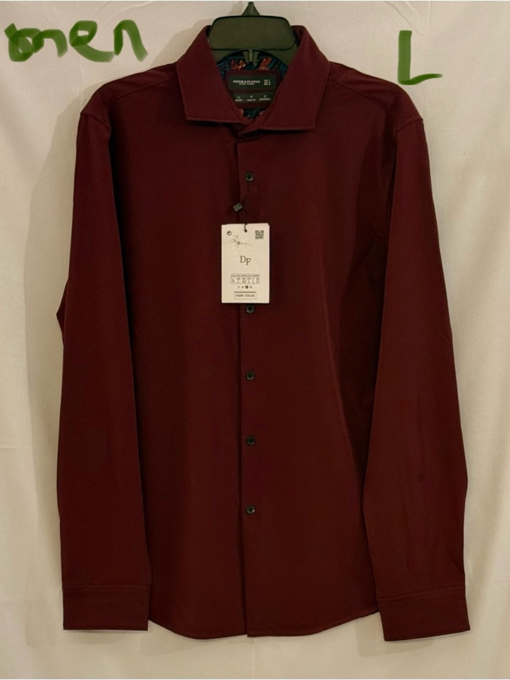 Denim & Flower Men's Long-Sleeve Dress Shirt - Wine Red
